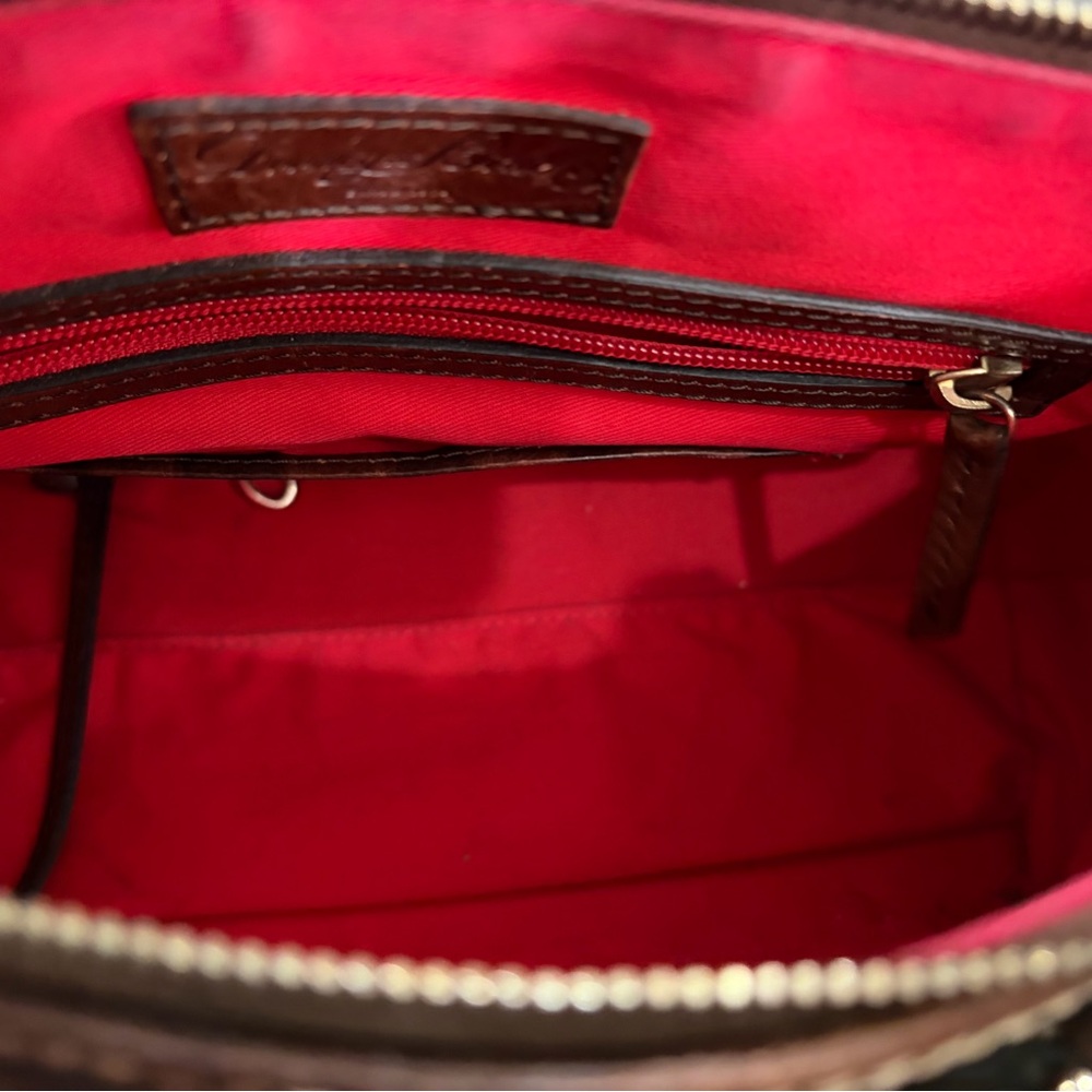 SOLD Dooney & Bourke Tiger Brown Leather Duffel Bag - Picture 15 of 16